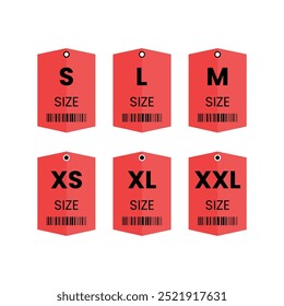 Clothes size label S, M, L, XS, XL and XXL vector symbol