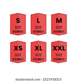 Clothes size label S, M, L, XS, XL and XXL vector 