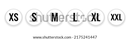 Clothes size label XS, S, M, L, XL and XXL vector symbol. Clothing measurement tag from small to extra large.