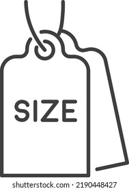 Clothes Size Tag, Dimensions And Measurement Of Clothing In Shop Or Store. Apparel And Garment Choosing Right Option On Market. Isolated Icon, Line Art Minimalist Label. Vector In Flat Style