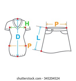 clothes with sizes picture - dress and skirt