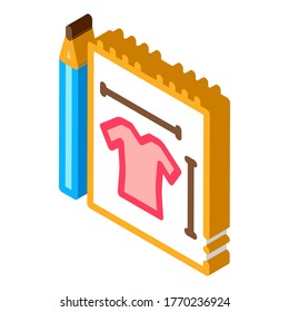 Vector de iconos de esbozo de ropa. Signo de esbozo de ropa isométrica. ilustración de símbolo aislado de color