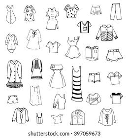 clothes sketch vector set of free hand drawing