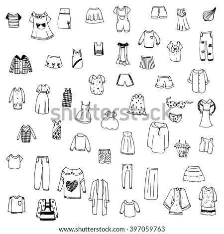 Clothes Sketch Vector Set Free Hand 스톡 벡터(사용료 없음) 397059763 - Shutterstock