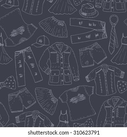 clothes sketches seamless pattern