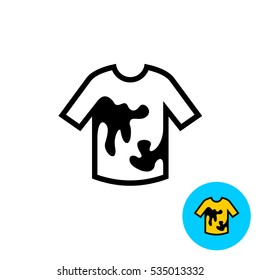 Clothes with stains icon. T-shirt with dirty spots black silhouette icon.