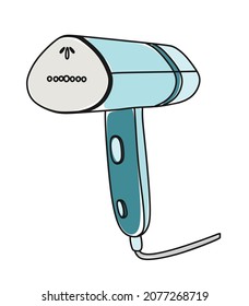 Clothes steamer home handmade Vector illustration in linear doodle style on a white background.