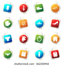 Clothes stickers label icon set