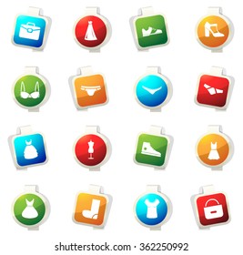 Clothes stickers label icon set