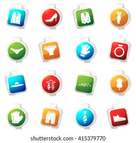 Clothes stickers label icon set for web sites