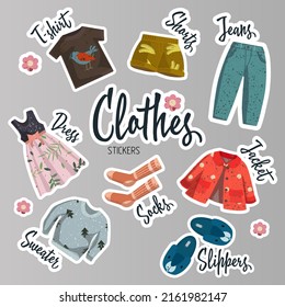 clothes stikers dress jeans socks sweater t-shirt jacket slippers shorts