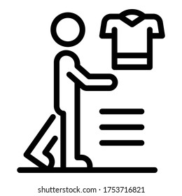Das Kundensymbol des Kleiderhauses. Outline-Kleidung Shop-Client Vektorsymbol für Webdesign einzeln auf weißem Hintergrund