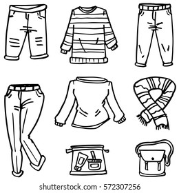 Clothes style women of doodles vector art