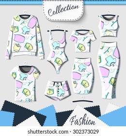 clothes with stylish print and stereo effect. 