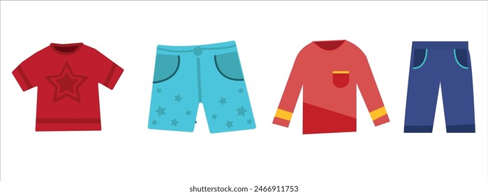Clothes for summer and spring. Tshirt, long sleeve tshirt, short,jeans 