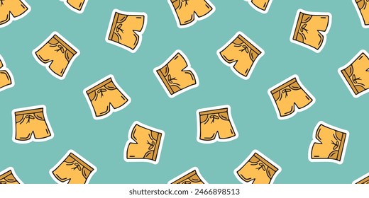 clothes. swimsuit. swimming trunks. hat. seamless pattern. the pattern. postcard. pattern. example. retro colors. Doodle. seamless.