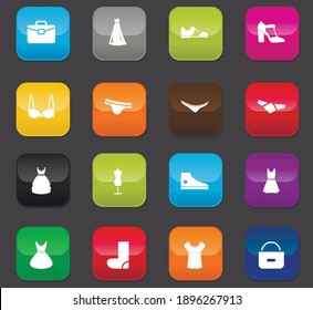 Clothes symbol for web icons. Colored buttons on a dark background