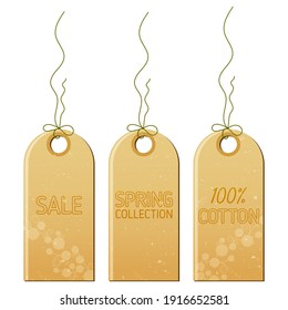 Clothes tag spring for decoration design in vintage style. Vector illustration.