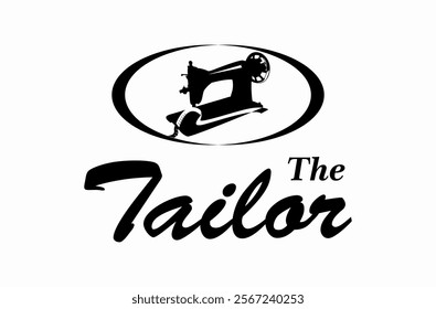 Clothes tailor logo, with illustration of sewing needle and clothes, design vector