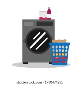 Clothes that are waiting to be washed in the washing machine.
