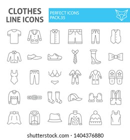 Clothes thin line icon set, clothing symbols collection, vector sketches, logo illustrations, wear signs linear pictograms package isolated on white background, eps 10.
