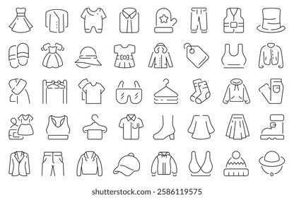 Clothes thin line icons set. Clothes vector symbol and icons.