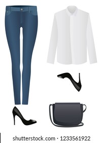 Clothes vector design. Daily outfit, items combination. Casual look