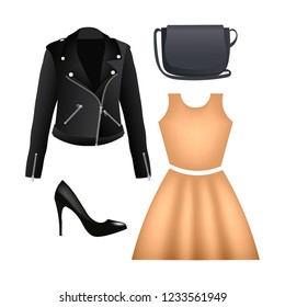 Clothes vector design. Daily outfit, items combination. Casual look