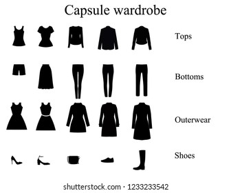 Clothes vector design. Wardrobe items silhouette. Set of icons