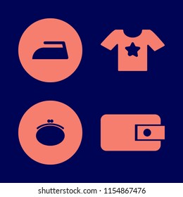 clothes vector icons set. with iron, t shirt star and purse in set