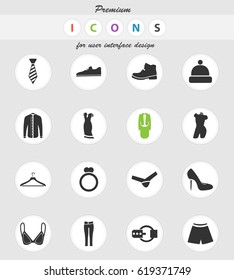 clothes vector icons for user interface design