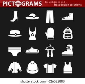 clothes vector icons for user interface design