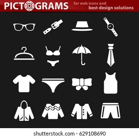 clothes vector icons for user interface design