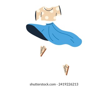 Clothes vector illustration. The clothes metaphorically tell story personal evolution and growth Casual attire allows for comfortable and versatile approach to dressing Fashionable outfits express