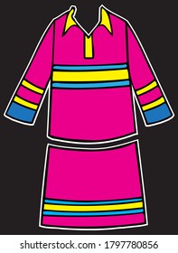 ilustración vectorial de ropa, aislado en fondo blanco para la educación, vista superior