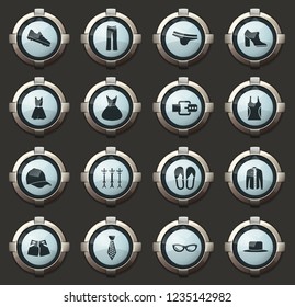Clothes vector stylish round buttons for mobile applications and web