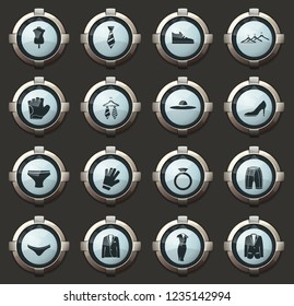 Clothes vector stylish round buttons for mobile applications and web