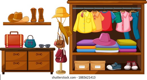 Clothes Wardrobe Illustration Stock Vector (Royalty Free) 1883621413 ...