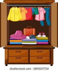 Clothes in the wardrobe illustration