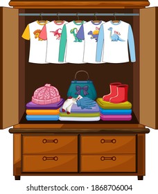 Kleidung im Kleiderschrank, einzelne Illustration