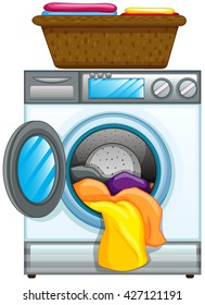 Clothes in washing machine illustration