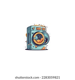 clothes washing machine with logo bubble vector