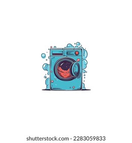 clothes washing machine with logo bubble vector