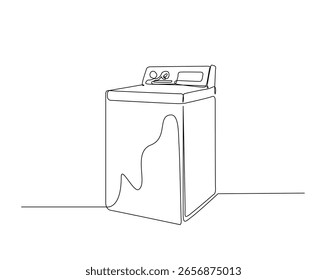 Clothes washing machine outline drawing illustration. one continuous line drawing of washing machine.