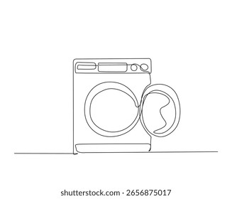 Ilustración de dibujo de contorno de lavadora de ropa. un dibujo de línea continua de lavadora.