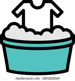 icono de color de línea vectorial de lavado de ropa
