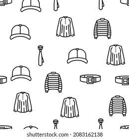 Clothes And Wearing Accessories Vector Seamless Pattern Thin Line Illustration