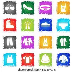 clothes web icons in grunge style for user interface design