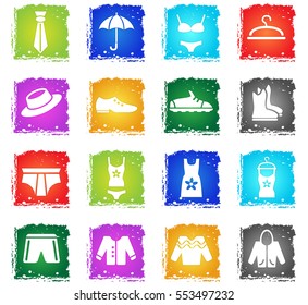 clothes web icons in grunge style for user interface design
