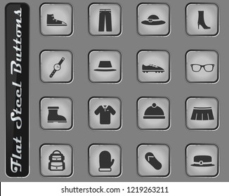 Clothes web icons on the flat steel buttons
